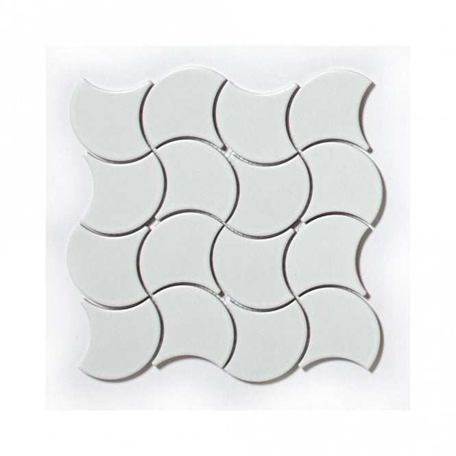 Wave White Matte (7.3cm x 7.3cm) 27.6cm x 27.6cm Wall Tile