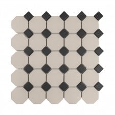 Winston White Octagon Black Dot 29.5cm x 29.5cm Mosaic Tile